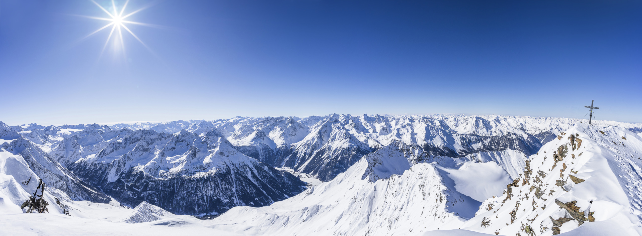 Ötztal, Längenfeld, von Winnebach Richtung Niederthai, Berge, Landschaft, Natur, Skitour, Gipfelkreuz, Stimmung, Winter, Panorama